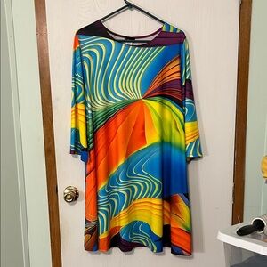 NY Invasion Colorful Abstract Women's Dress Size 1X